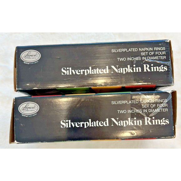 Vintage Leonard Silver Plated Napkins Rings 2 inch Rolled Edge Set of 8 1970'S - Picture 2 of 4